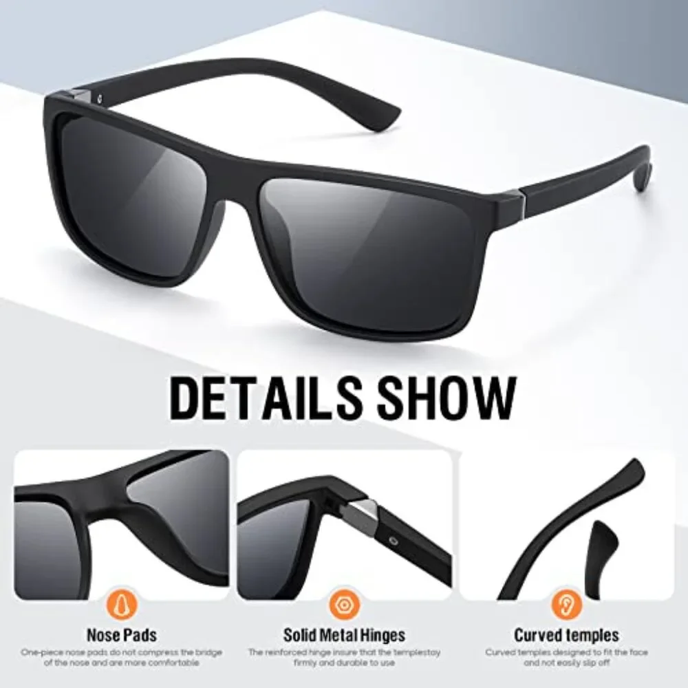 Polarized Retro Square Sunglasses UV Protection Driving Fishing